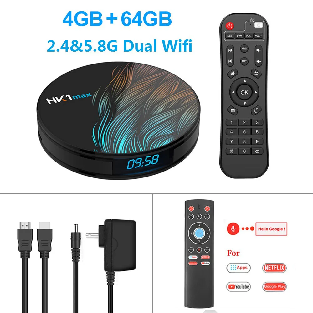 4G64G T1 Смарт ТВ приставка Android 9,0 HK1 MAX ТВ приставка RK3318 4 Гб ОЗУ 128 Гб ПЗУ 64 Гб Wifi 4K медиаплеер HK1MAX телеприставка 2G/16G youtube - Цвет: 4G64G T1