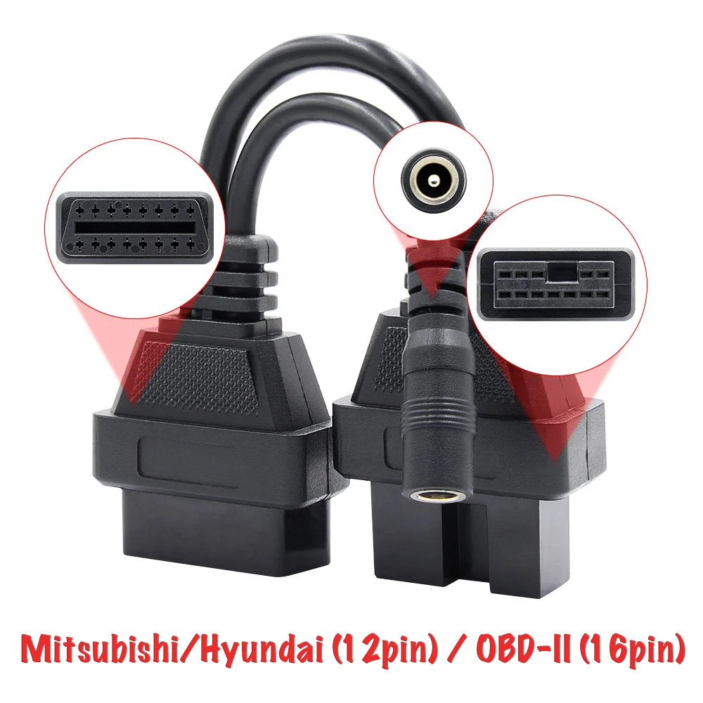 Переходник Mitsubishi/Hyundai (12pin) на OBD-II (16 pin) OBD2 коннектор адаптер разъём гнездо