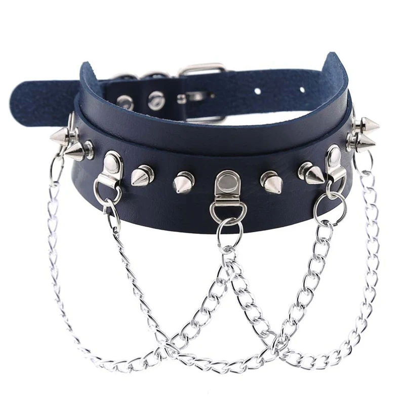 NL9013NB Harajuku Спайк заклепки чокер ремень воротник панк из искусственной кожи ожерелье в готическом стиле для женщин вечерние Клубные чокер сексуальные готические ювелирные изделия - Окраска металла: NL9013NB