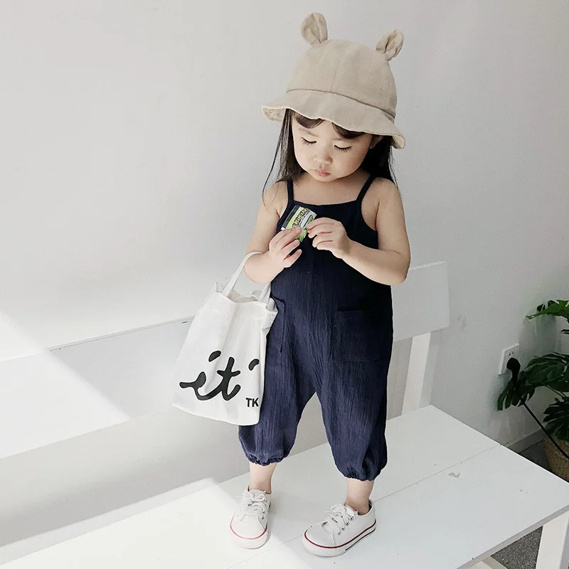Южная Корея Лето стиль детей Camisole Onesie мужчины и женщины ребенка универсальные брюки