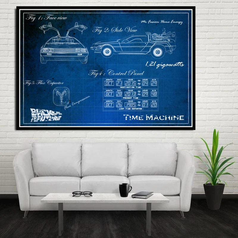Назад в будущее Blueprint Racing Car Chart принты по мотивам фильмов и постеров картина маслом холст настенные