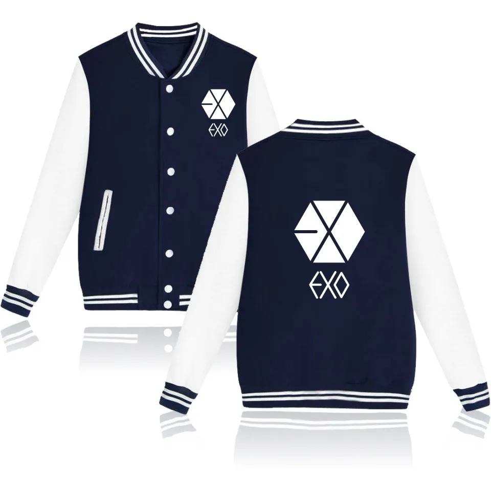 Новая бейсбольная куртка EXO для мужчин/женщин свитшоты для мужчин kpop EXO модный пиджак пальто Повседневная мода бейсбольные куртки Одежда Топы