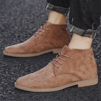 

Men Chelsea Boots Ankle Boots Fashion New Men's Male Leather Quality Slip On Motorcycle Man Warm Shoes Drop Shopping