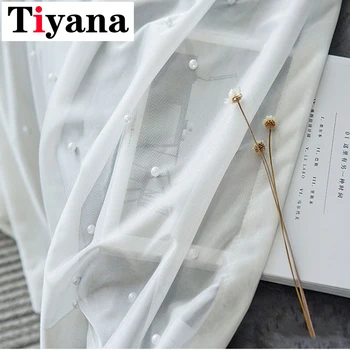 

Tiyana Luxury Pearl Pure White Curtains For Living Room Bedroom Bay Window Balcony Gauze Modern Tulle Curtains Sheer Panel ZH028