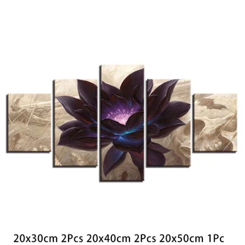 

5pc Unframed Lotus Oil Painting Canvas Print Wall Picture Home Room Decor 20*30/40/50cm Bedroom Study Corridor Living Room Decor