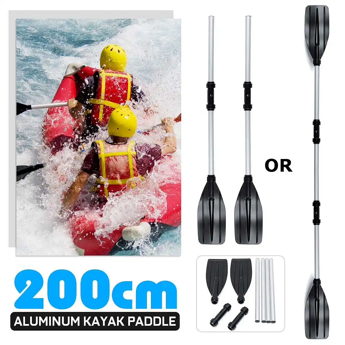 

Aluminum Alloy Detachable Assemble Strengthened Aluminium 2 Pcs Boat Oars Paddle long Oar PVC Inflatable Boat Fishing Kayak Pad