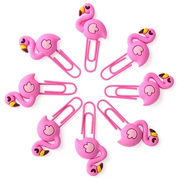 

8Pcs/lot Beautiful Flamingo Bookmark Planner Paper Clip Metal Material Bookmarks for Book Stationery School Office Supplies