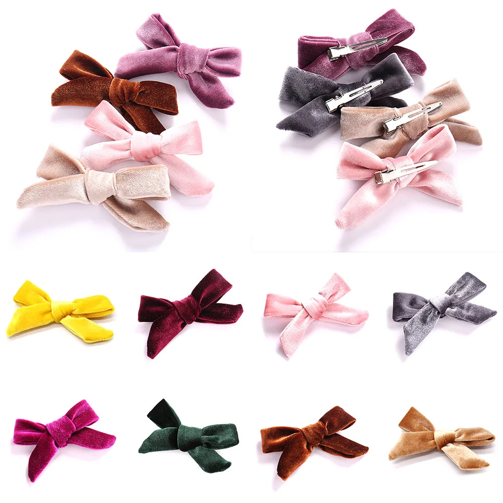 

1 PC Velvet Bow Hairpins Solid Knot Hair Clips Lovely Fashion Cute Hairgrips For Girls Children's Head wear Hair Accessories