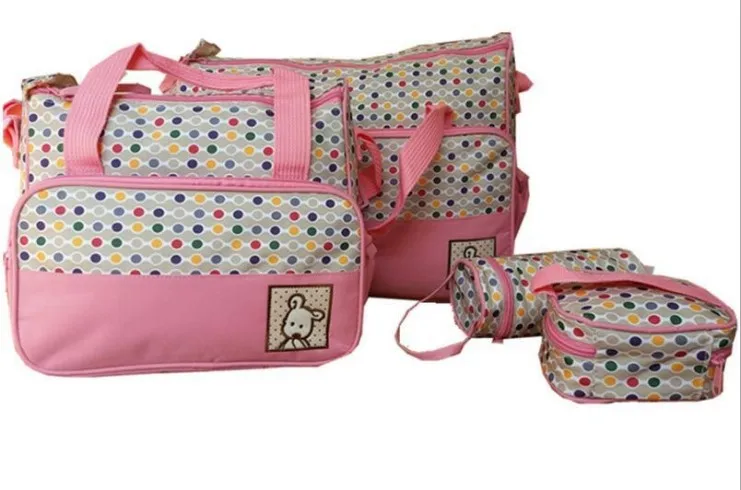 Pink 41*30*15 см, 5 шт., для мамы, мамы, коляски, Комплекты сумок для подгузников, детские сумки для подгузников, костюмы для мамы, держатель для детской бутылочки, мода - Цвет: Pink