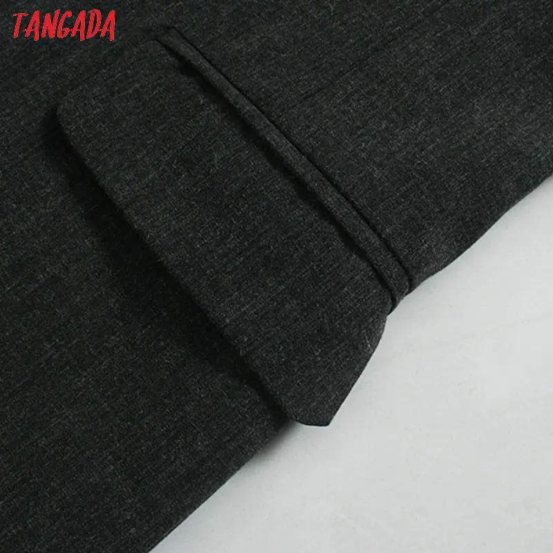 Tangada женский элегантный однотонный пиджак офисный женский винтажный блейзер с карманами рабочая одежда верхняя одежда JE66