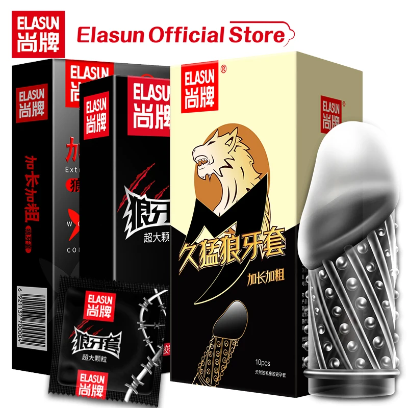 New Elasun Spike Condoms For Men Large Dots Condom Orgasm G Spot Cock Sleeve Massage Lubricated Penis Extender Adult Sex Product | Красота и