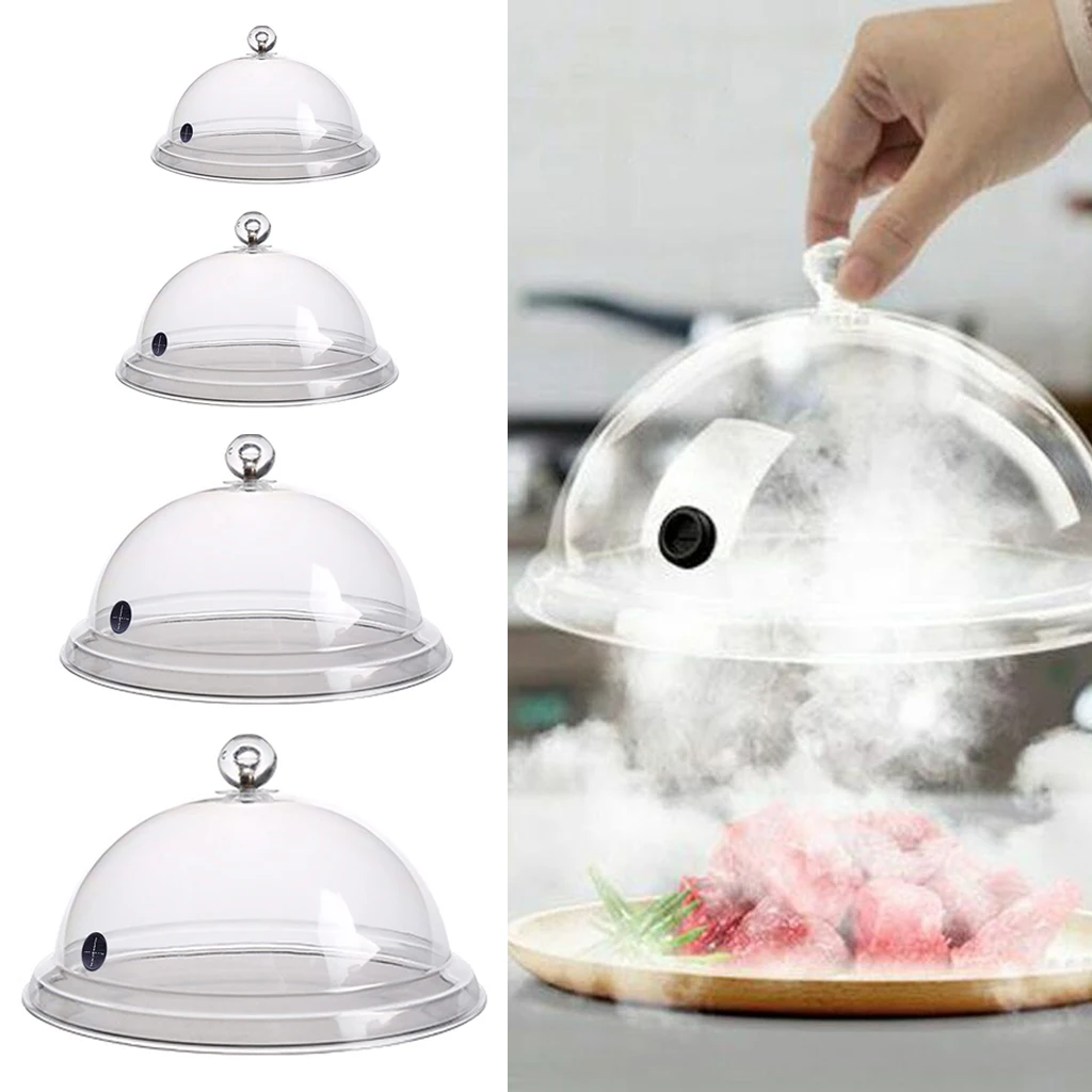 Food Cover Transparent Cloche Lid Dome Cover for Smoke Infusion Bowls Meat Grill