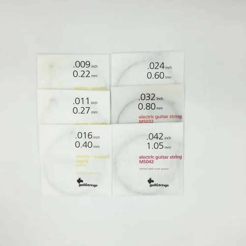 Gallistrings MS942 6 шт./компл. Электрический гитарные струны 0,22 мм 0,27 мм 0,40 мм 0,60 мм 0,80 мм 1,05 Сделано в Италии - Цвет: Серебристый