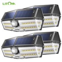4 шт. в упаковке 40 светодиодный светильник на солнечных батареях LITOM CD182, уличный датчик движения, Высокоэффективная солнечная панель, лампа IP66 Luz, Солнечный светодиодный светильник, внешний вид
