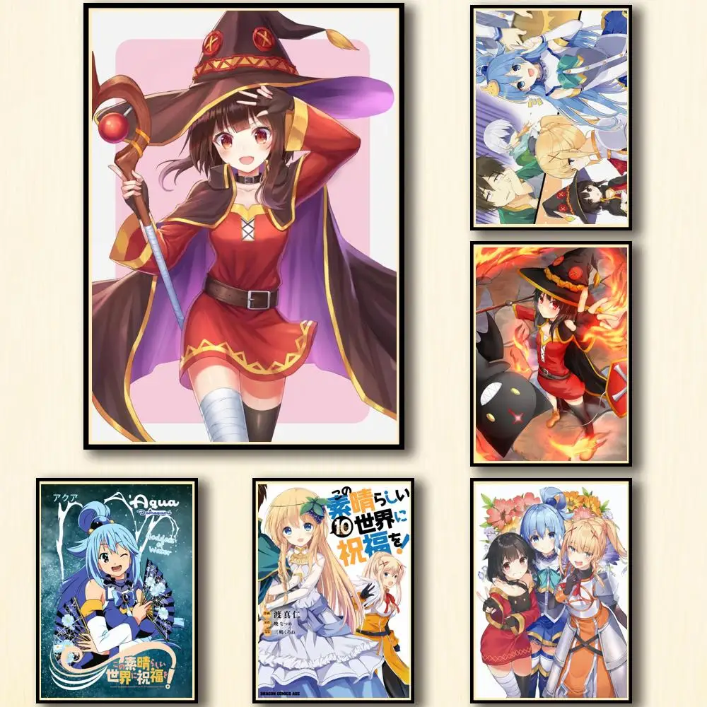 WTQ Anime Posters Kono Subarashii Sekai Ni Shukufuku Wo! Canvas Painting Wall Decor Retro Poster Art Picture Home | Дом и сад