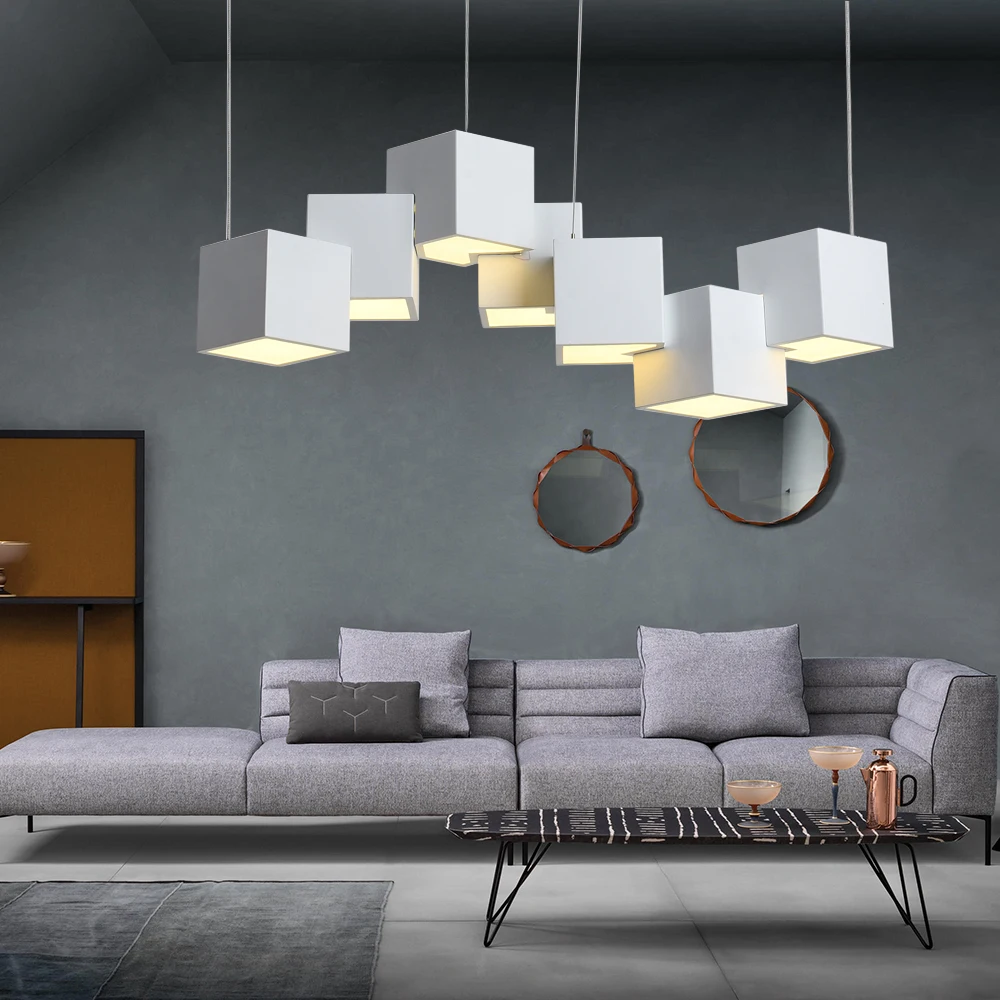 Artpad Dim Magic Cube Led Creative Pendant Light 7/8 Head Ceilng Hanging Lamp 35/40W for Dining Room Living Room Light Fixture Artpad Dim Magic Cube Led Creative Pendant Light 7/8 Head Ceilng Hanging Lamp 35/40W for Dining Room Living Room Light Fixture