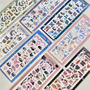Cute Animal Cat Rabbit błyszczące naklejki laserowe Scrapbooking dekoracyjna naklejka DIY pamiętnik Album Stick Label Kawaii koreańskie piśmiennicze tanie i dobre opinie NoEnName_Null CN (pochodzenie) zTZ21019 3 lata Papier