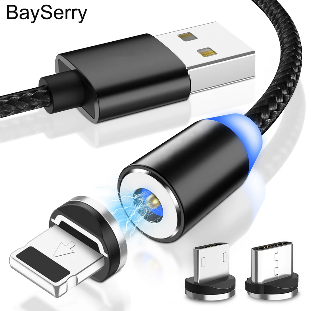

BaySerry Magnetic Charger Cable Type C Micro USB Magnet Fast Charging USB Type C Cable for iphone 11 XR Samsung S20 S10 Xiaomi