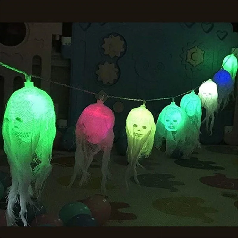 

2019 HOT 2.5M 10 LED Skull Battery Powered String Lights Halloween Party Decor Halloween String Light House Outdoor Decoration
