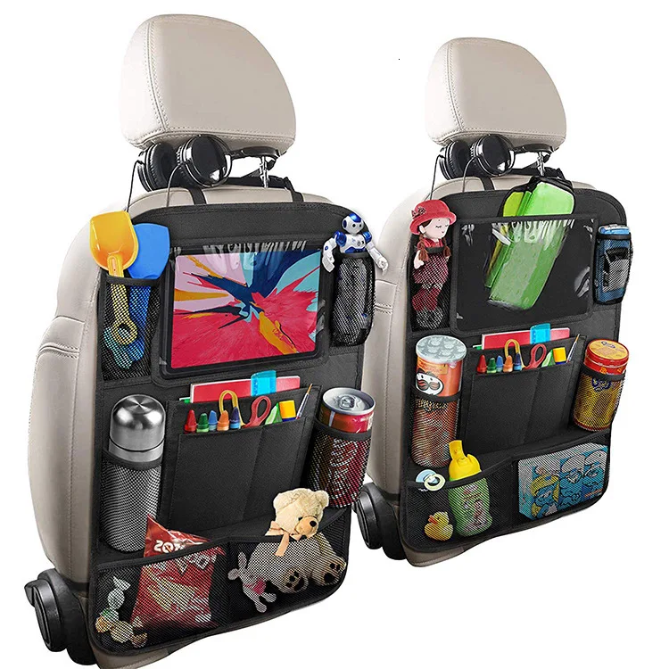 Ткань Оксфорд, органайзер для автомобильного сиденья, Детская сумка для хранения с карманами для сенсорного экрана, для Ipad, планшета, автомобильное заднее сиденье, кресло, аксессуары