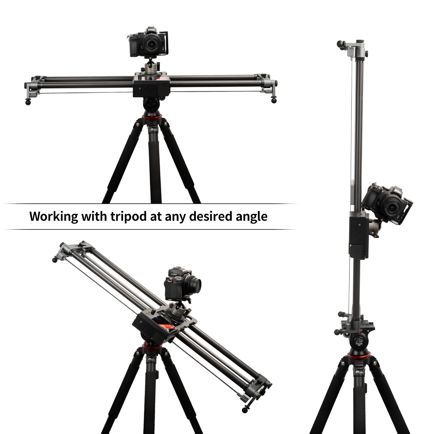 yongluo GR-120QD Fotografia motorizada 120cm Câmera Slider Track Dolly  Video Stabilizer Rail Fibra de carbono e material de liga de alumínio 120  Graus Panorâmica Auto-cle Time-lapse Function para DSLR : :  Eletrônicos