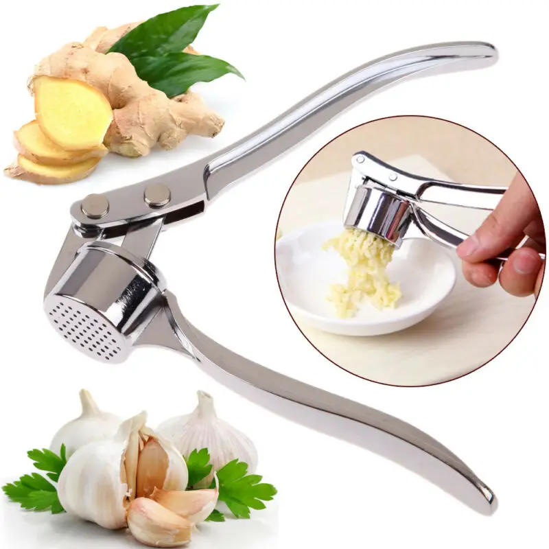 Stainless Steel Garlic Press Ginger Presser Crusher Chopper Peeler Cutter Mincer