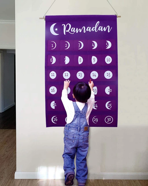 Calendrier de l'Avent Ramadan en bois - Décoration pour la maison - 30  jours jusqu'à l'Aïd, cadeau du Ramadan pour enfants