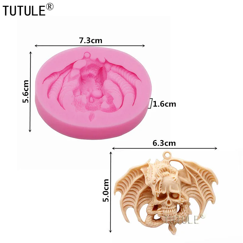 Летающий дракон Череп Плесень, Череп Смола форма для полимерной глины мыло восковая штукатурка глазурь шоколад пищевой формы, камея с изображением скелета плесень