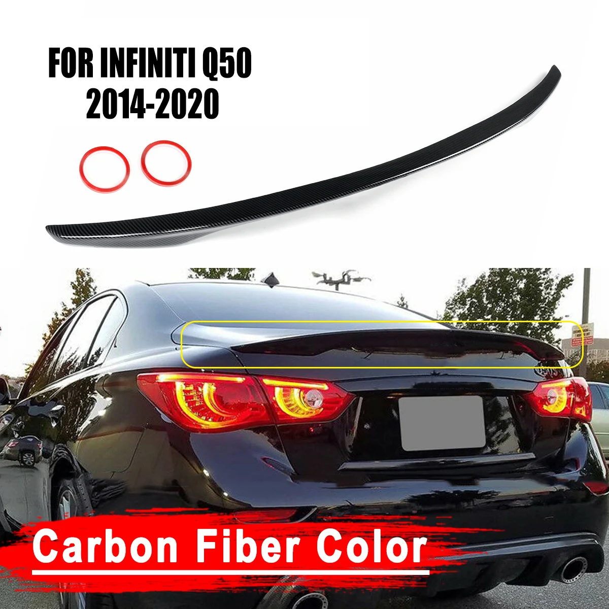 Цветная крышка багажника из углеродного волокна ABS спойлер крыло для INFINITI Q50 2014 2020