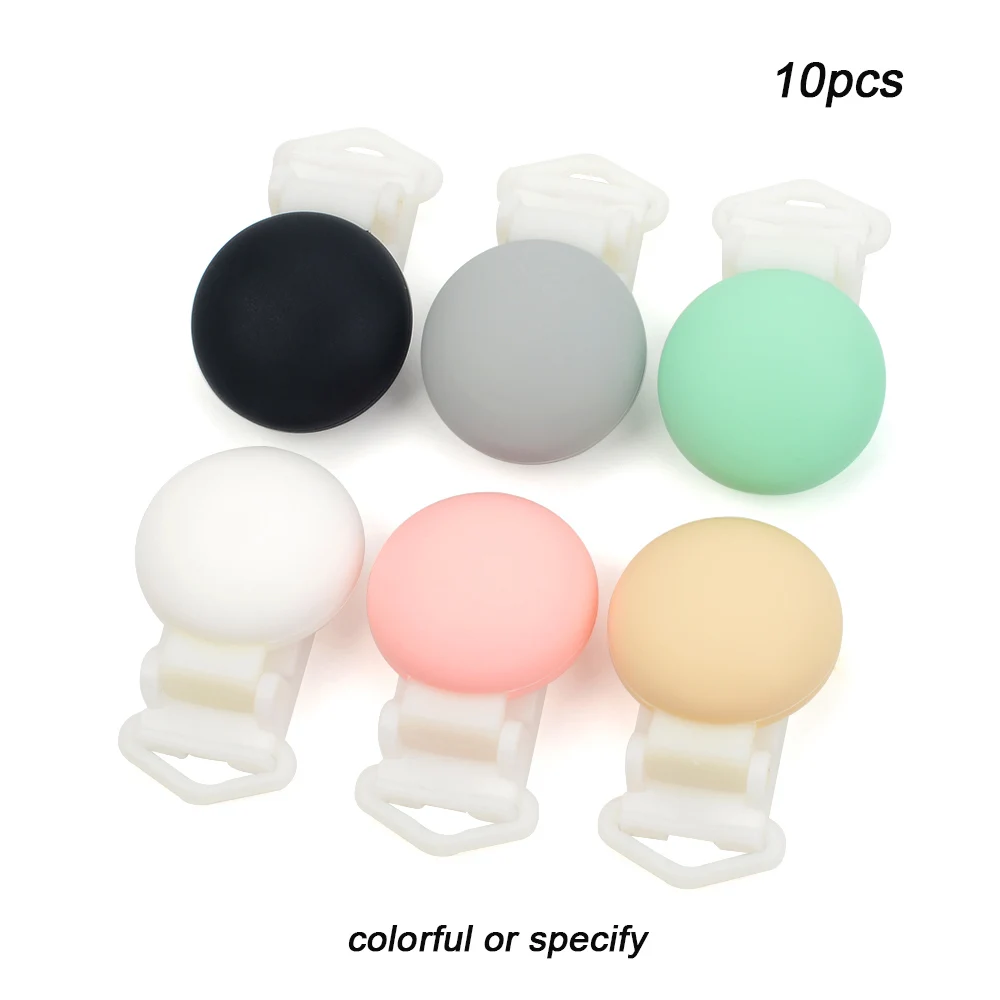 Colorful or specify LOFCA 10 шт. Детские Силиконовые Круглые скрепки для ухода за полостью рта, пустышки, держатель, не содержит бисфенол, пищевой силиконовый материал, зажим для пустышки - Цвет: Colorful or specify