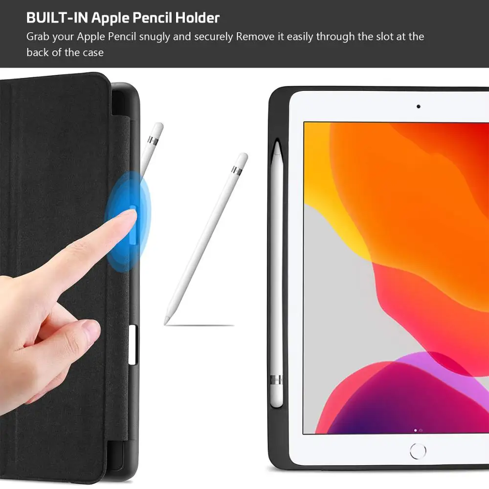 Чехол для iPad 10,2 планшет, поколение 10,", мягкий ТПУ Задний защитный смарт-чехол с функцией автоматического пробуждения/сна и карандашом