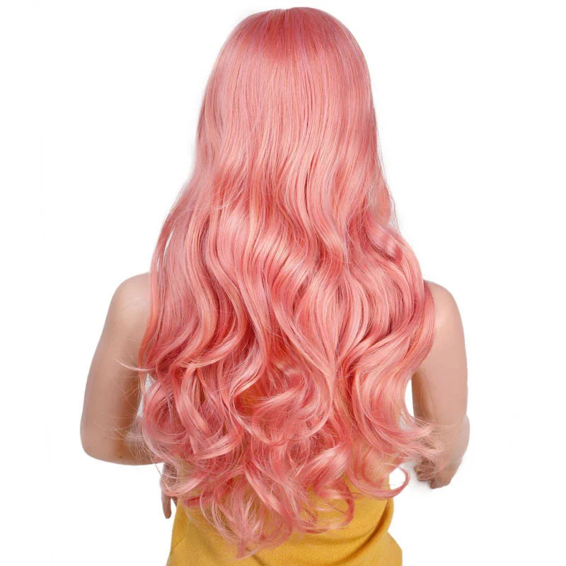 AISI BEAUTY длинные волнистые красные, черные, розовые синтетические парики для женщин Косплей вечерние женские повседневные накладные волосы термостойкие - Цвет: pink