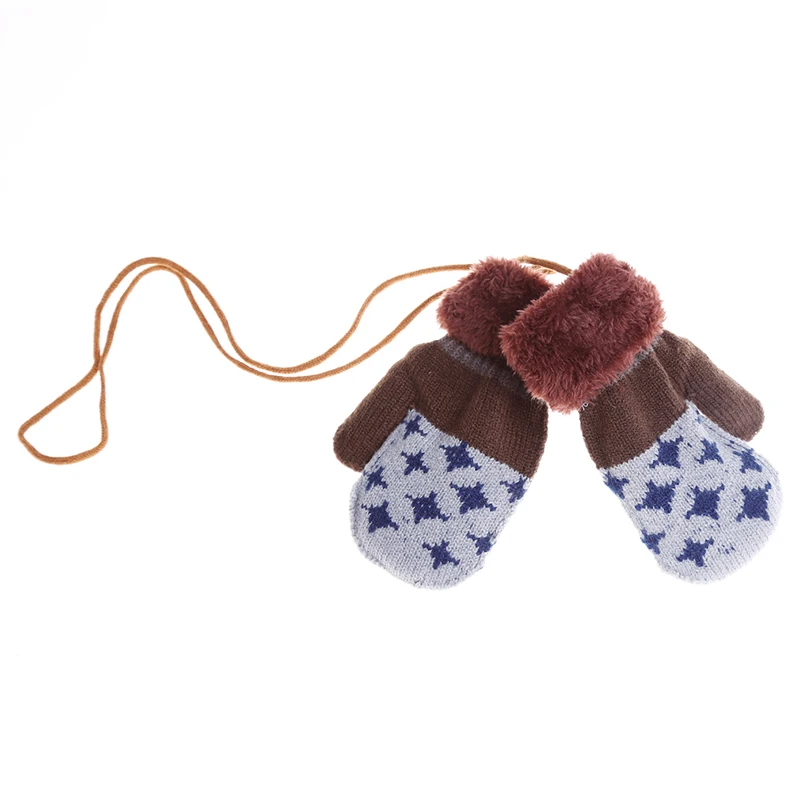 Новые детские осенние и зимние вязаные теплые перчатки для девочек и мальчиков, зимние Лоскутные теплые варежки, перчатки