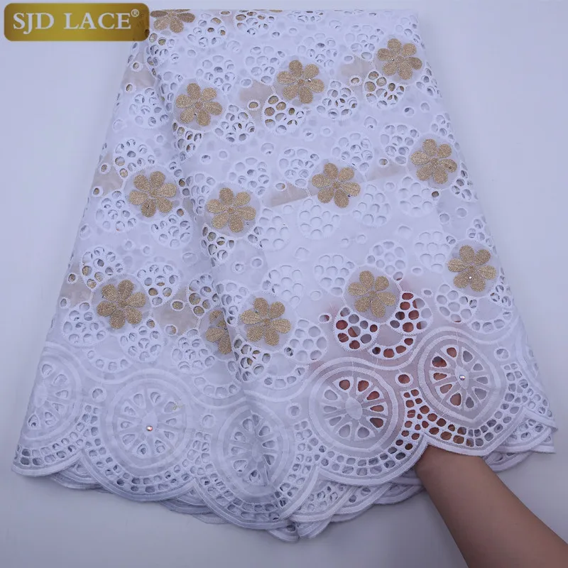 

SJD nueva tela de encaje de algodón nigeriano africano 2020 barato de alta calidad de encaje suizo punzón de algodón para vestidos de boda 1800