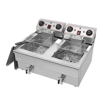 

ZOKOP EH102V 16.9QT / 16L Total Capacity 24.9QT / 23.6L Stainless Steel Faucet Double Cylinder Electric Fryer 3000W MAX