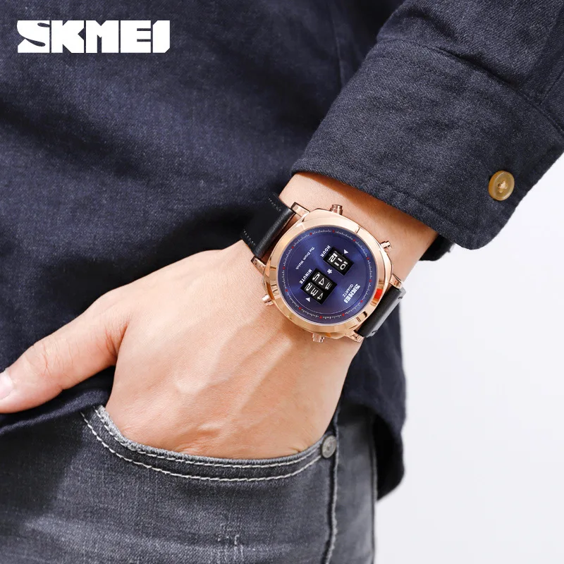 

Skmei Creative-Wheel Quartz Watch Students Trend of Fashion Leather Belt Zinc Alloy Customizable Watch