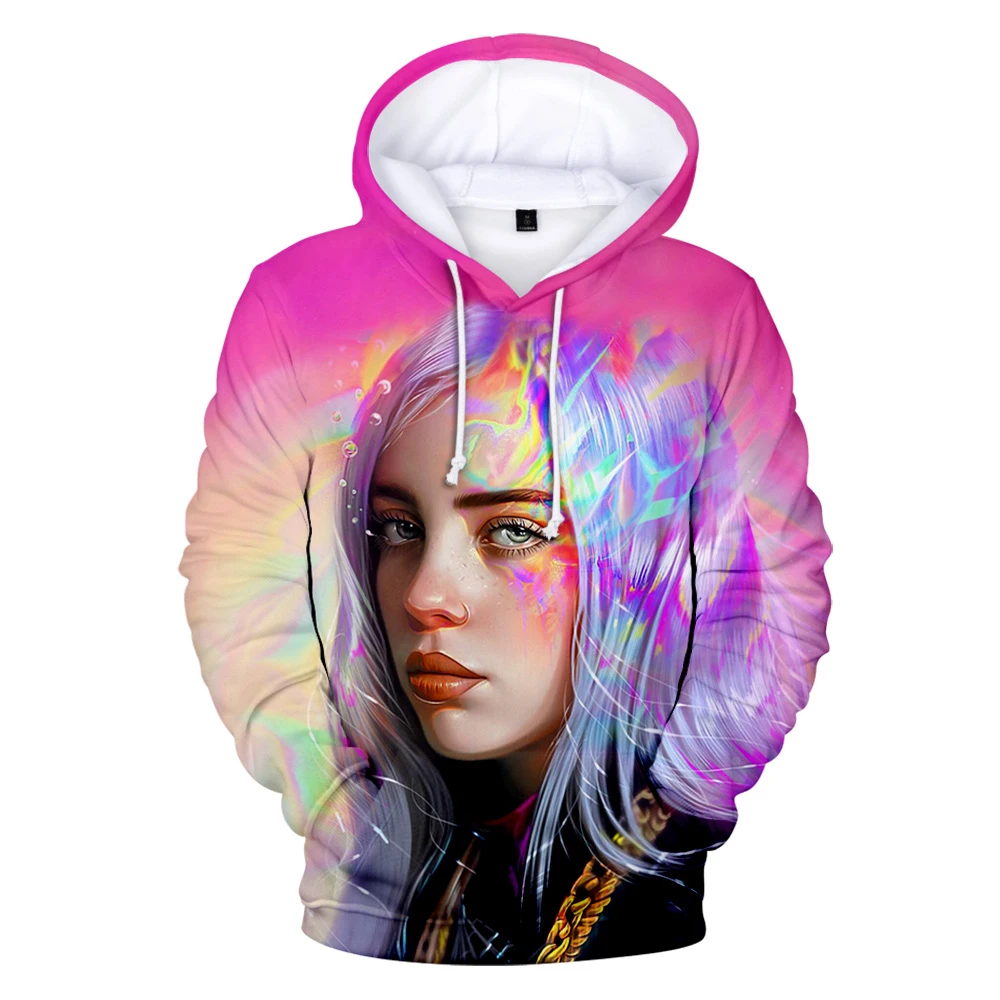 Толстовки с капюшоном Billie Eilish для женщин и мужчин, модные детские осенние толстовки с капюшоном, пуловеры с 3D принтом Billie Eilish для девочек