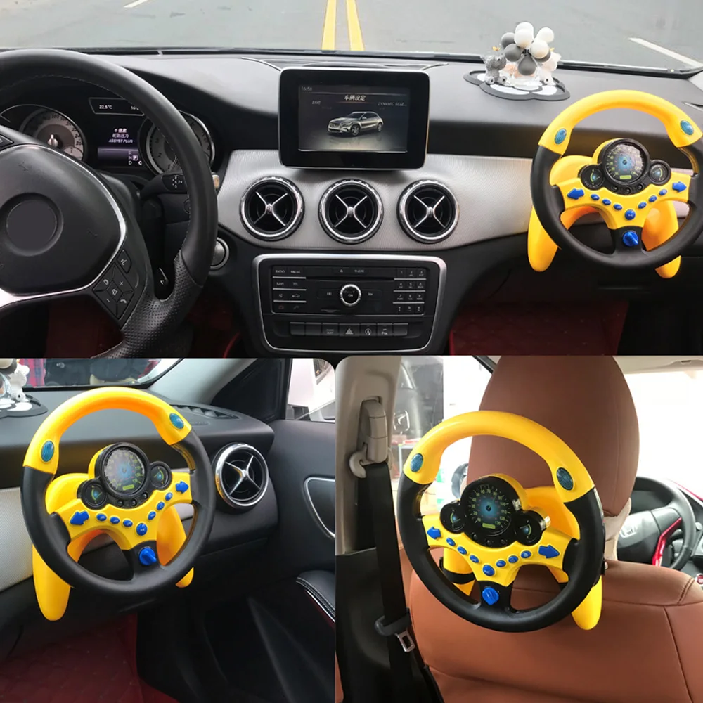 Kids Montessori Cartoon Simulated Steering Wheel Musical Driving Controller Copilot Electronic Music Vocal Educational Toy