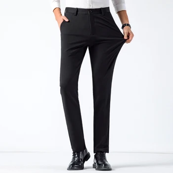 

2020 Spring Summer Work Wear Office Classic Business Pant Soft Slim Straight Casual Pants Chinos Men Fashion Trousers Plus Size