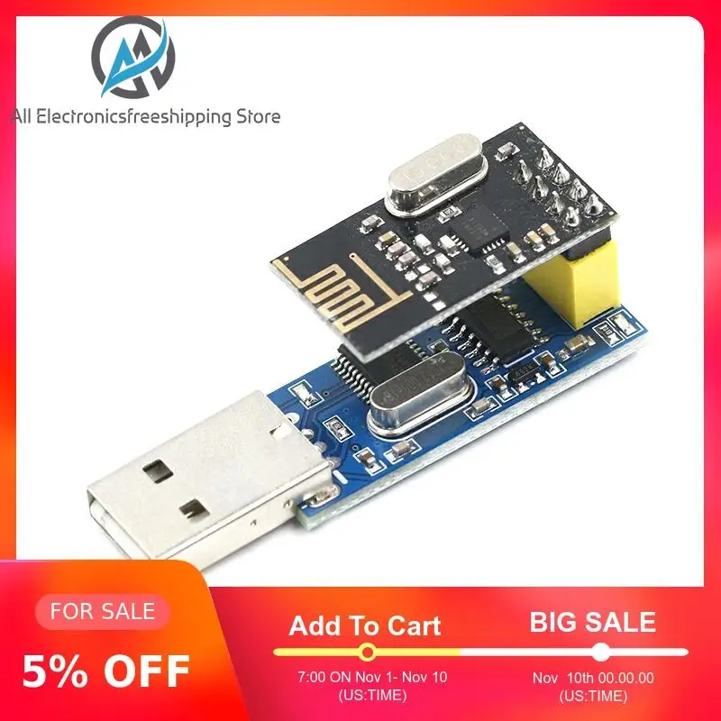 New CH340T USB to Serial Port Adapter Board + 2.4G NRF24L01+ Wireless Module For Arduino