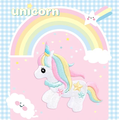 unicon add rainbow Милый единорог Радуга клоунд патч-стик на аппликация мультфильм патч для одежды вышивка для одежды DIY сумки джинсы аксессуары-книги - Цвет: unicon add rainbow