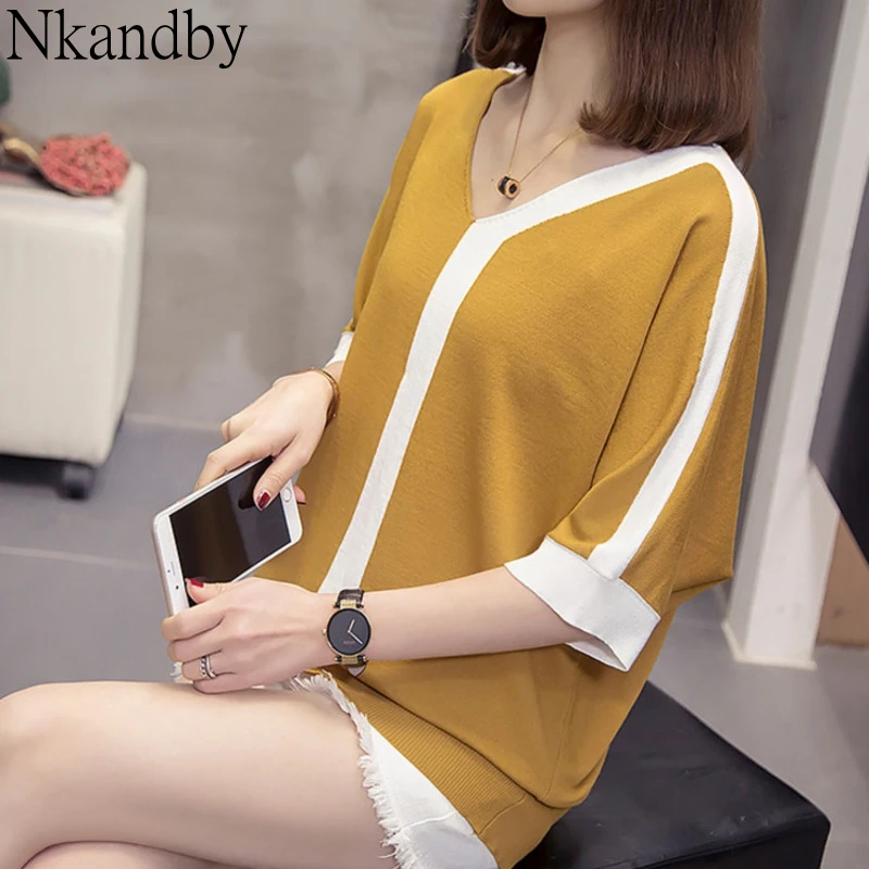 Размера плюс с коротким рукавом пуловеры свитер 2021 женская обувь Сезон