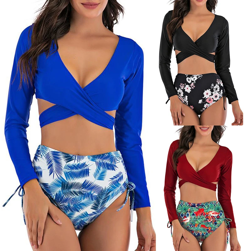 high waisted long sleeve bathing suit
