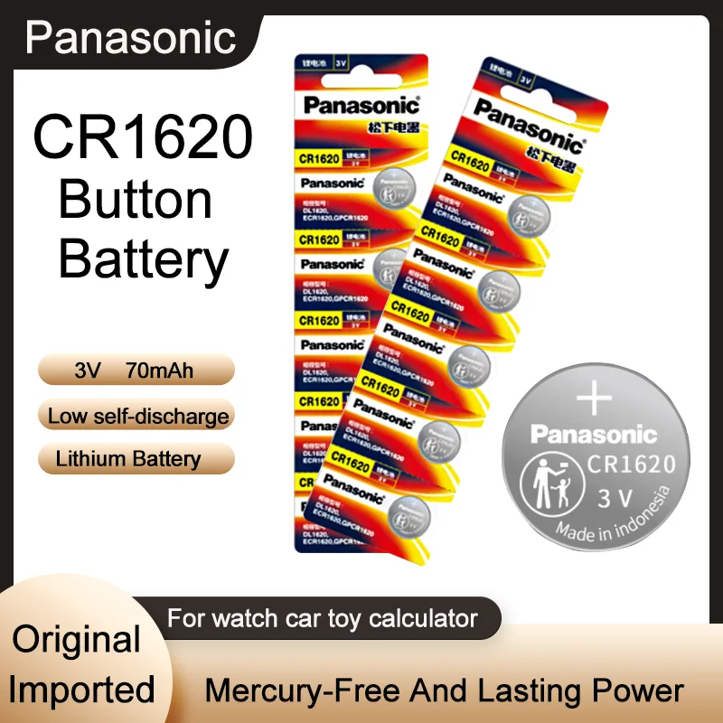 5-20PCS Original Panasonic CR1620 1620 DL1620 ECR1620 BR1620 3V Lithium Battery For Watch Clock Remote Control Button Coin Cell lithium ion battery pack