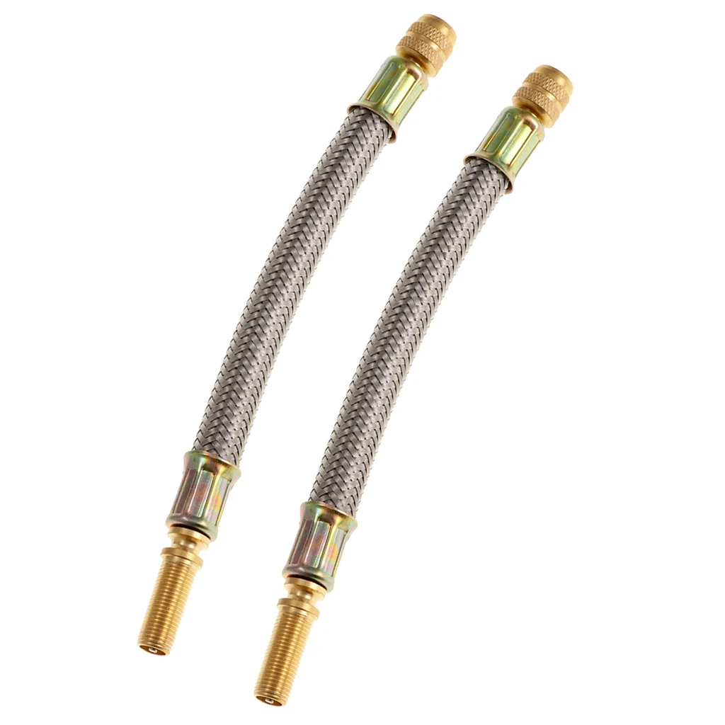 

2 Pieces Flexible Braided Metal Tyre Valve Stem Extension Adapter 150mm for Car Truck Motorcycle Trailer RV