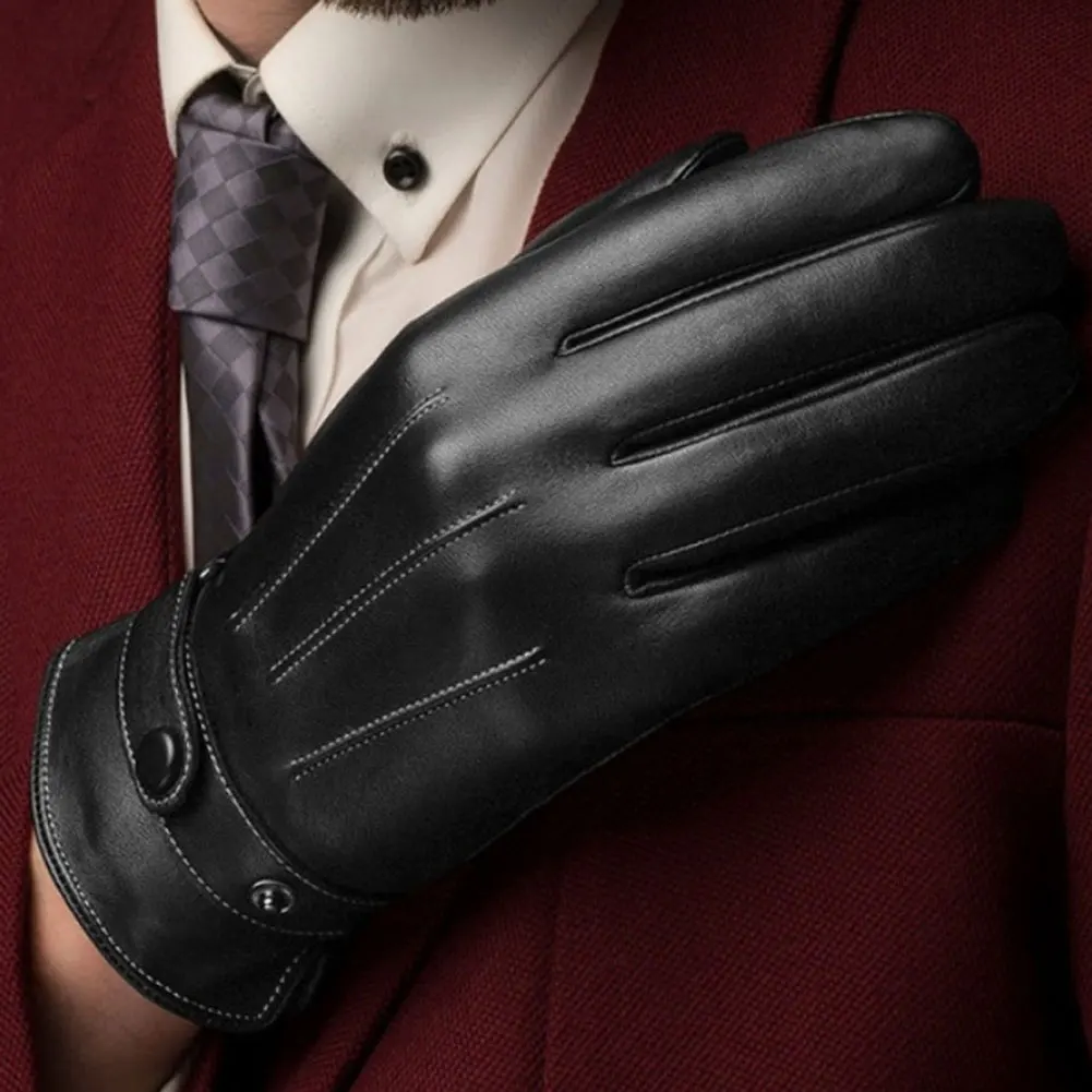 Зимние мужские черные кожаные перчатки, противоскользящие перчатки с сенсорным экраном, теплые ветрозащитные водонепроницаемые перчатки для вождения мотоцикла