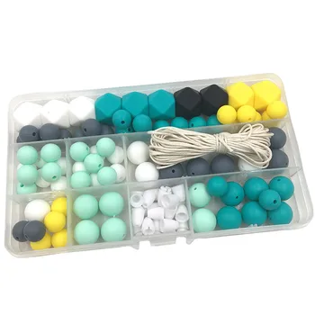 

96Pcs/set Hexagonal Beads Baby Silicone Teethers Nursing Necklace DIY Pacifier Chain Silicone Accessories Baby Teething Toy Gift