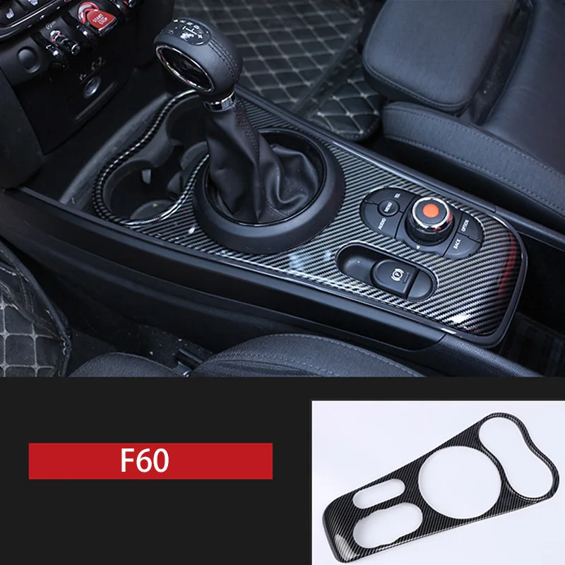 Carbon fiber style Панель переключения передач автомобиля крышка Центрального управления Украшение Наклейка для MINI Cooper S f60 земляк автомобильные аксессуары для украшения интерьера - Название цвета: Carbon fiber style