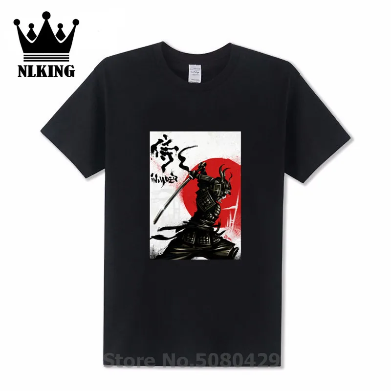 Samurai Invader tops Streetwear Japan Style Ukiyo E Funny TShirts men Short Sleeve T-shirts New Hip Hop Embroidery Tees | Мужская одежда