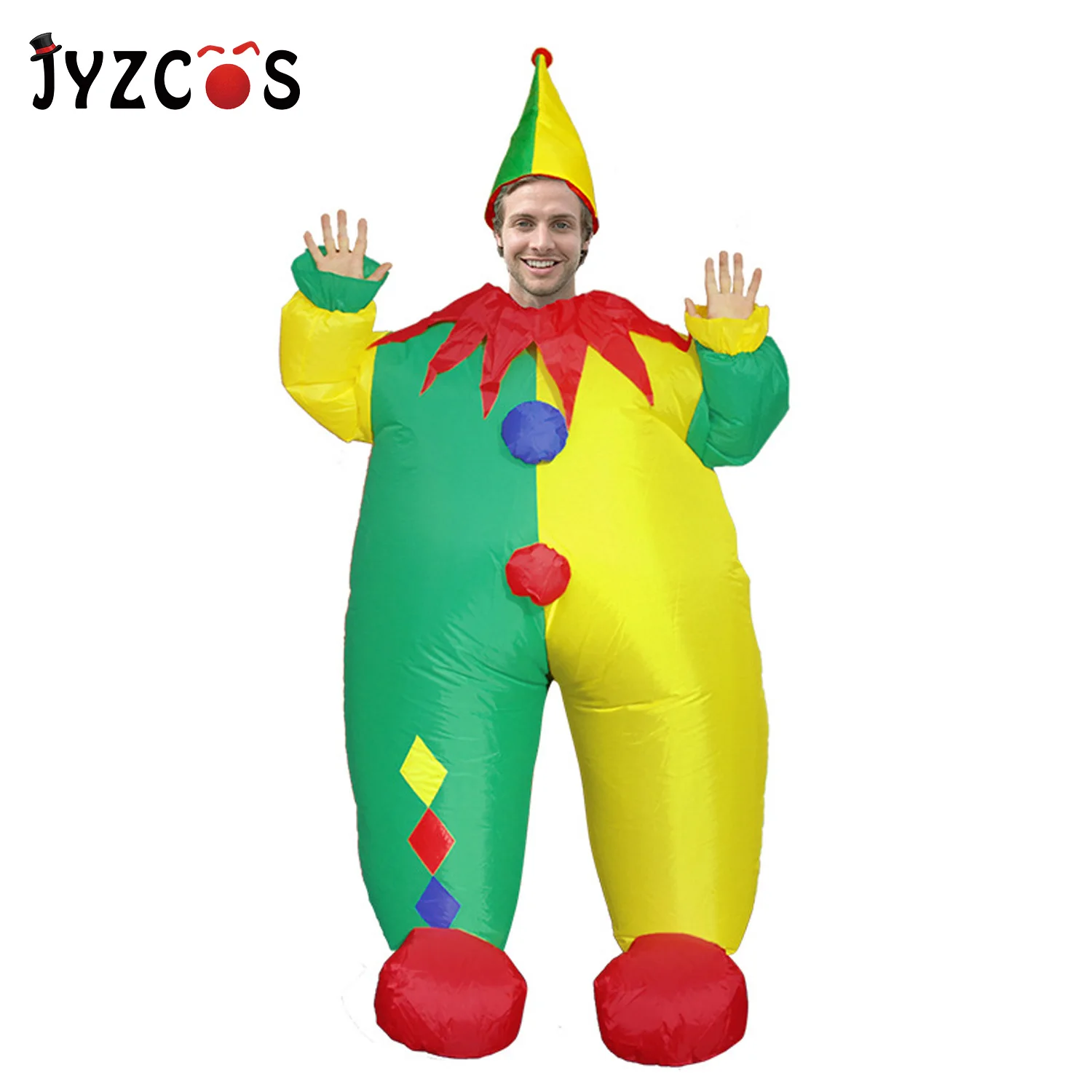 JYZCOS надувной костюм клоуна для взрослых забавная игра платье костюмированной